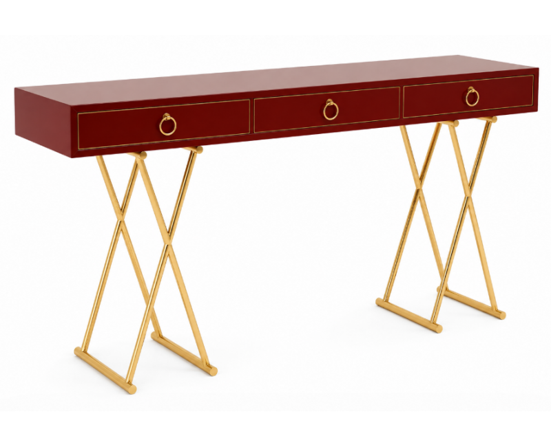 Consola XAXE 3 cajones de madera de roble y estructura metálica