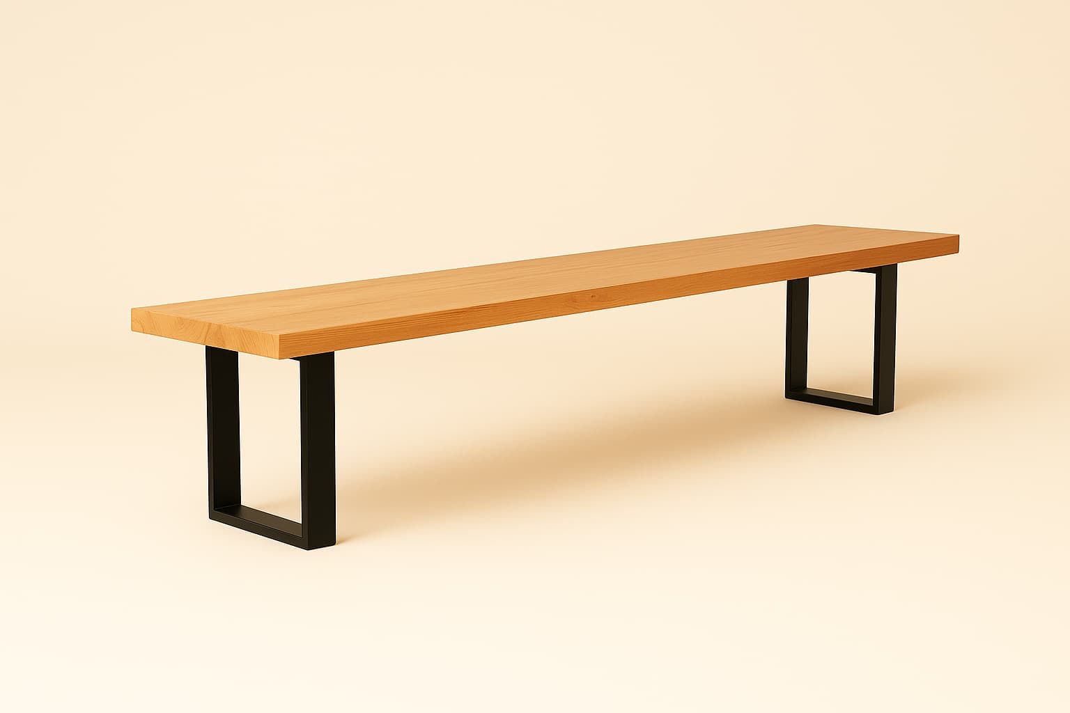 Banco AYOUB 170 – Tapa pino macizo + patas hierro – silla de madera a medida | Look Vintage
