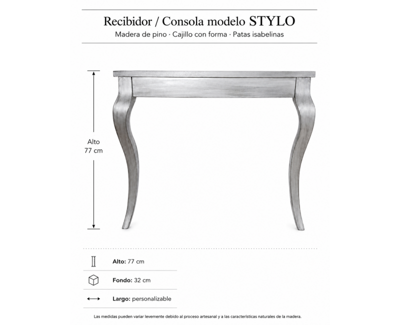Consola STYLO detalle – consola recibidor a medida | Look Vintage