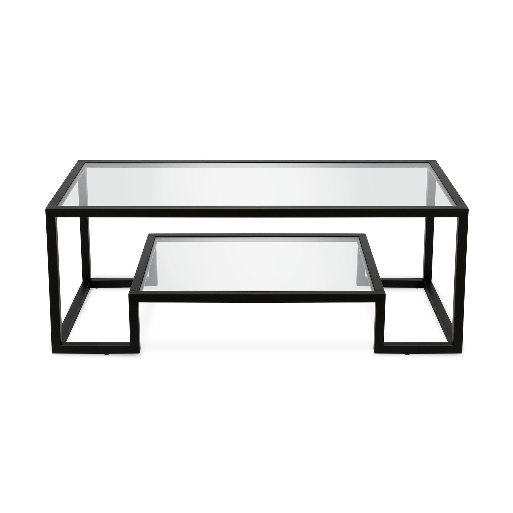 Mesa Centro ELIANA doble nivel de cristal y hierro – mesa de centro a medida madera | Look Vintage