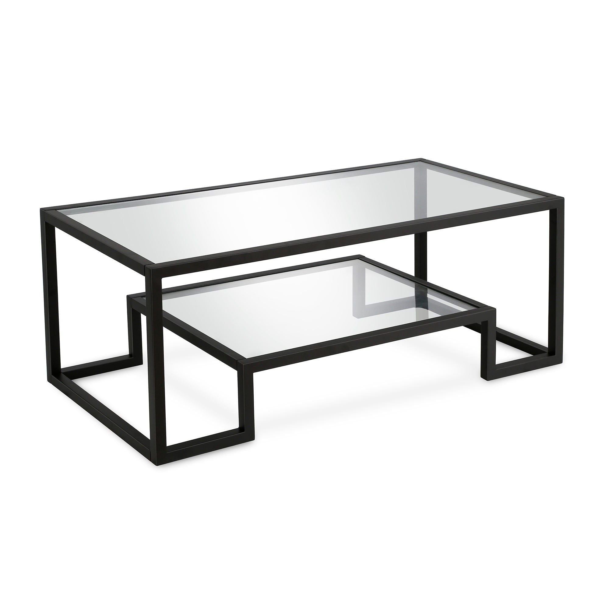 Mesa Centro ELIANA doble nivel de cristal y hierro vista 4 – mesa de centro a medida madera | Look Vintage
