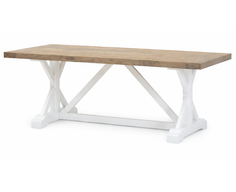 Mesa de comedor ENGLAND de madera de pino con tapa de 40 mm y estructura cruzada