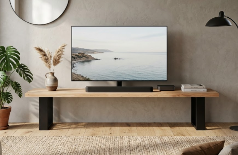 Mueble TV AYOUB en madera maciza y hierro detalle – mueble TV a medida madera | Look Vintage