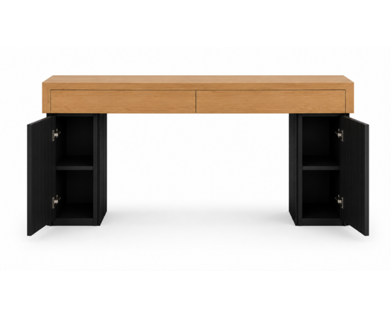 Consola ROBUS Práctica de madera de roble con almacenaje