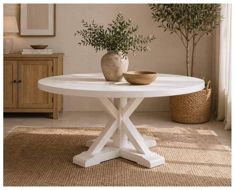 Mesa ARDENA de comedor redonda en madera de roble a medida
