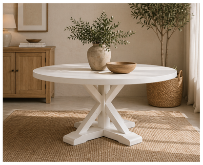 Mesa ARDENA de comedor redonda en madera de roble a medida