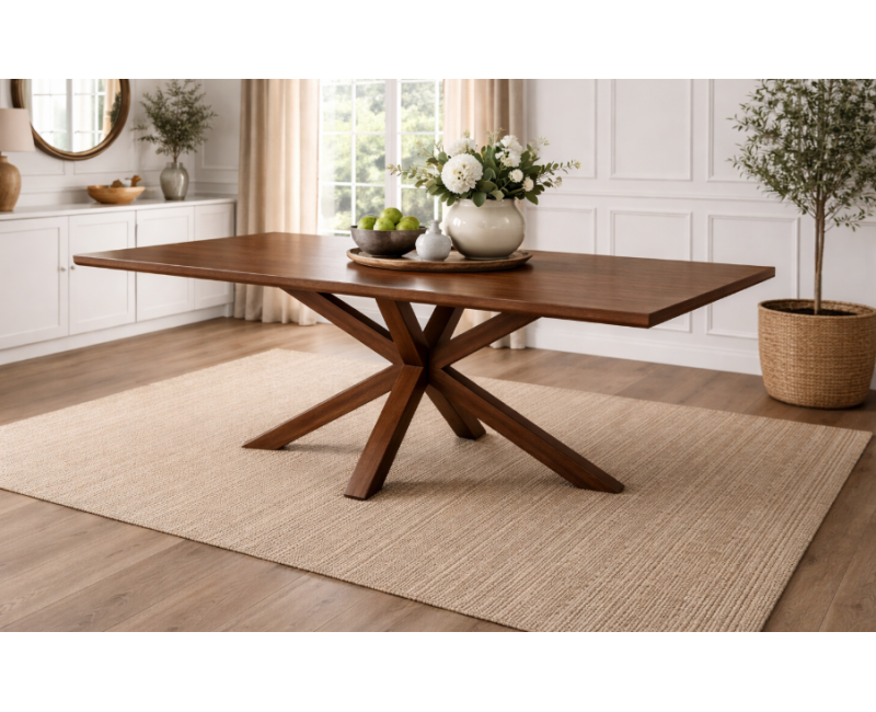 Mesa de comedor AGORA de madera de pino con tapa de 40 mm a medida