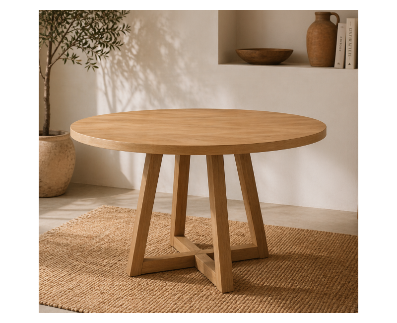 Mesa NAREL de comedor redonda en madera de roble a medida