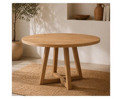 Mesa NAREL de comedor redonda en madera de roble a medida