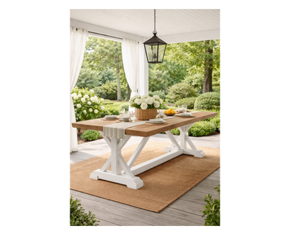 Mesa de comedor ENGLAND de madera de pino con tapa de 40 mm y estructura cruzada