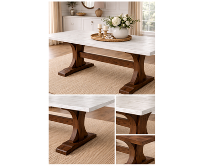 Mesa de comedor SANIO de madera de pino con tapa de 40 mm a medida