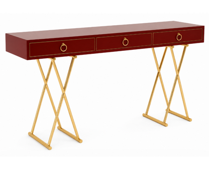 Consola XAXE 3 cajones de madera de roble y estructura metálica