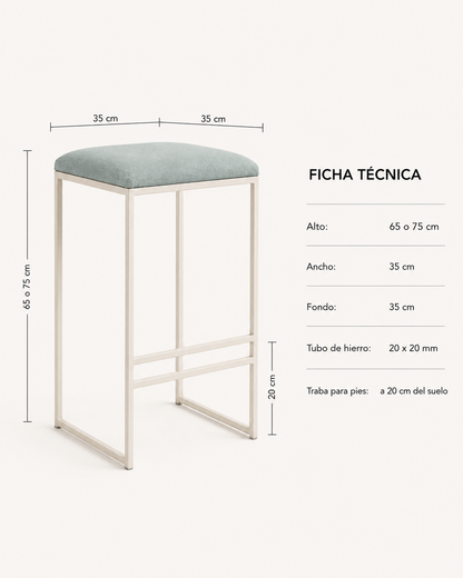 Taburete BASIC de hierro y tapizado en tela a elegir – Taburete a medida | Look Vintage