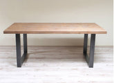 Mesa AYOUB de comedor industrial – Chapa de roble y hierro a medida vista 5 – mesa de comedor a medida madera | Look Vintage