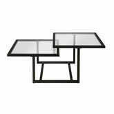 Mesa centro ALLEGRA doble altura de cristal y hierro vista 5 – mesa de centro a medida madera | Look Vintage
