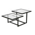 Mesa centro ALLEGRA doble altura de cristal y hierro – mesa de centro a medida madera | Look Vintage