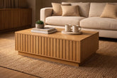 Mesa centro CUBO con palillería en roble detalle – mesa de centro a medida madera | Look Vintage