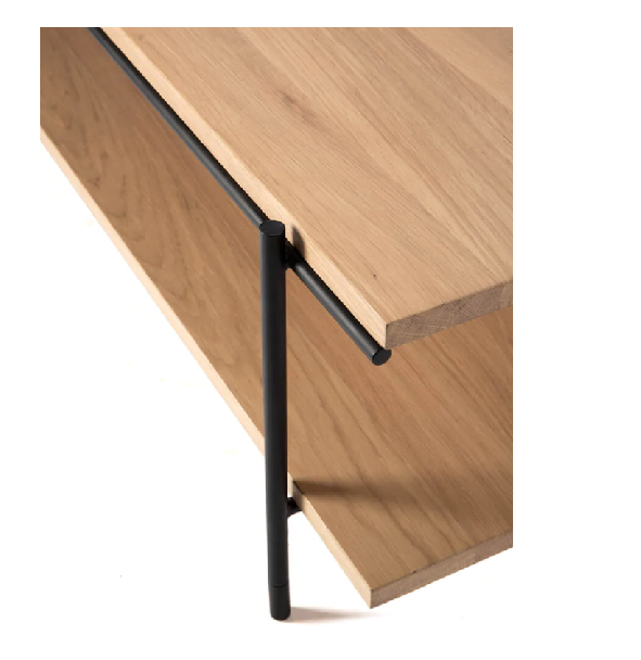 MESA CENTRO DEMA – Tapa roble natural + estructura hierro acabado – mesa de centro a medida madera personalizado | Look Vinta
