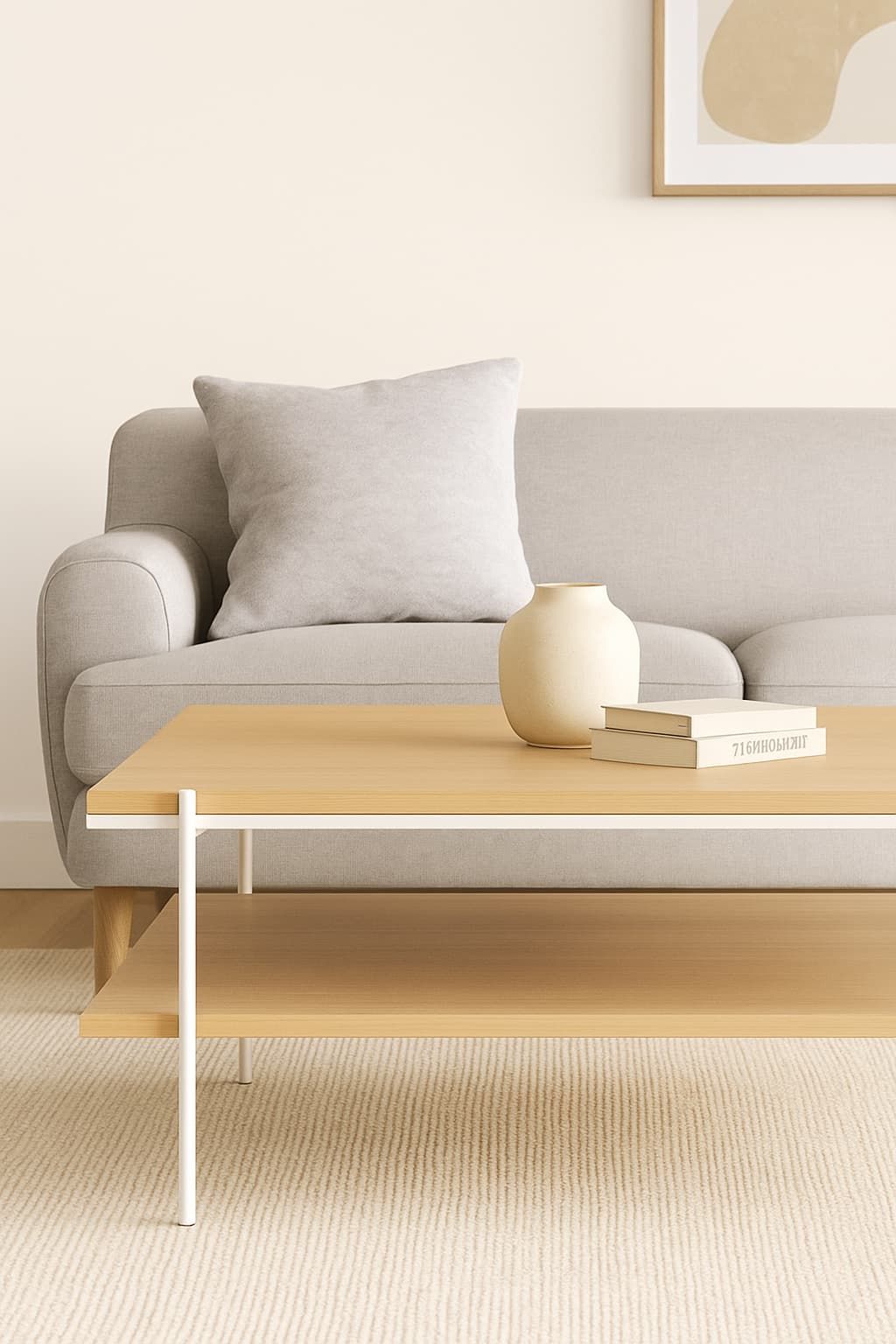 MESA CENTRO DEMA – Tapa roble natural + estructura hierro detalle – mesa de centro a medida madera | Look Vintage