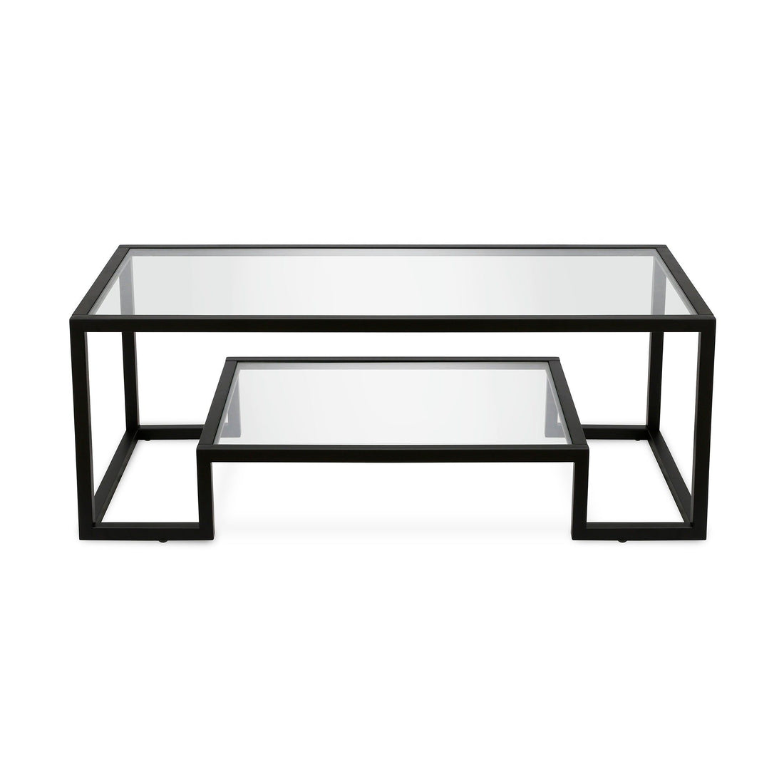 Mesa Centro ELIANA doble nivel de cristal y hierro – mesa de centro a medida madera | Look Vintage