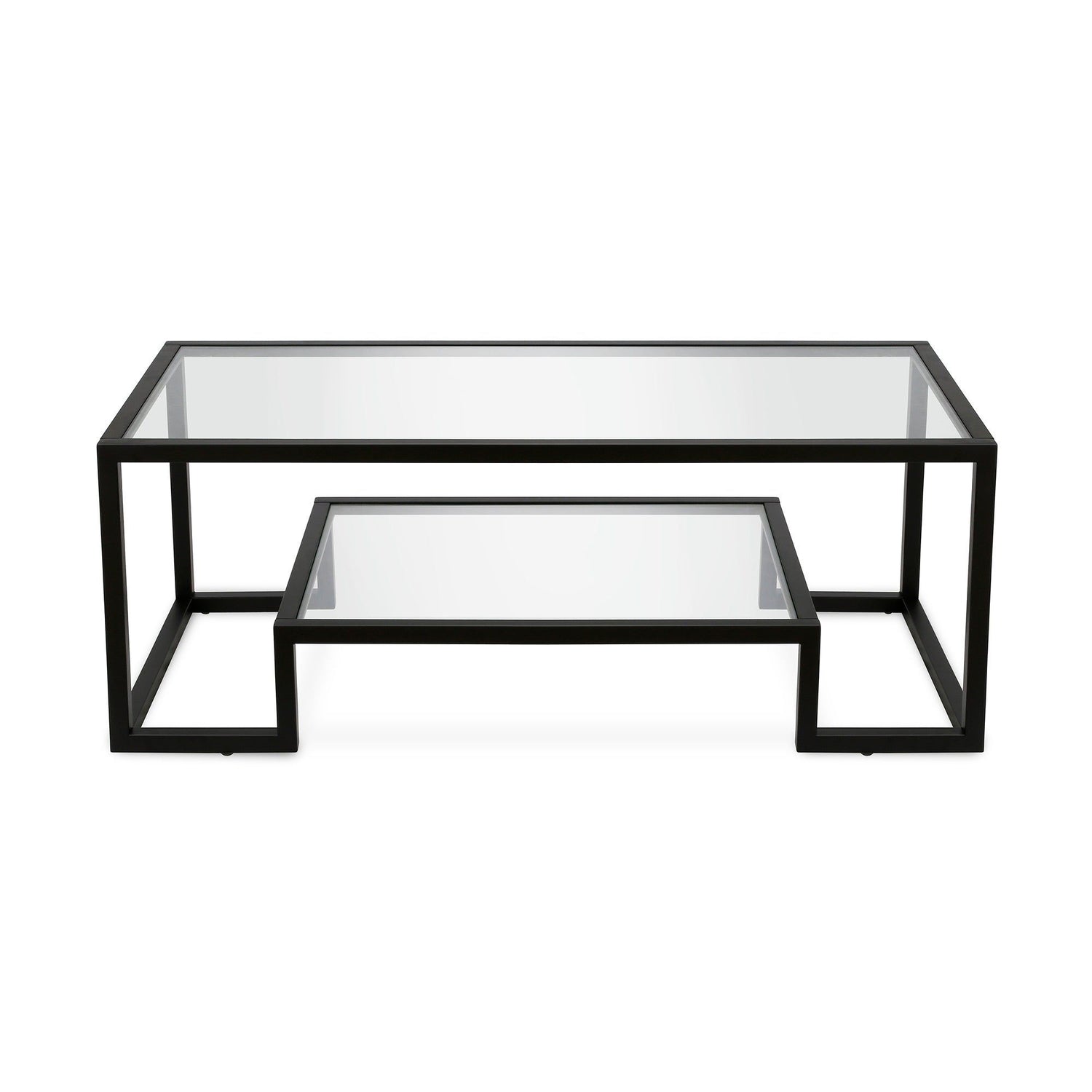 Mesa Centro ELIANA doble nivel de cristal y hierro – mesa de centro a medida madera | Look Vintage