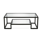 Mesa Centro ELIANA doble nivel de cristal y hierro – mesa de centro a medida madera | Look Vintage