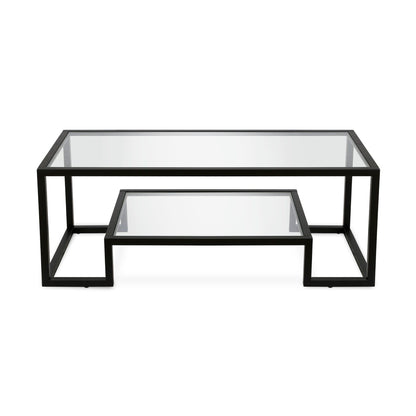 Mesa Centro ELIANA doble nivel de cristal y hierro – mesa de centro a medida madera | Look Vintage