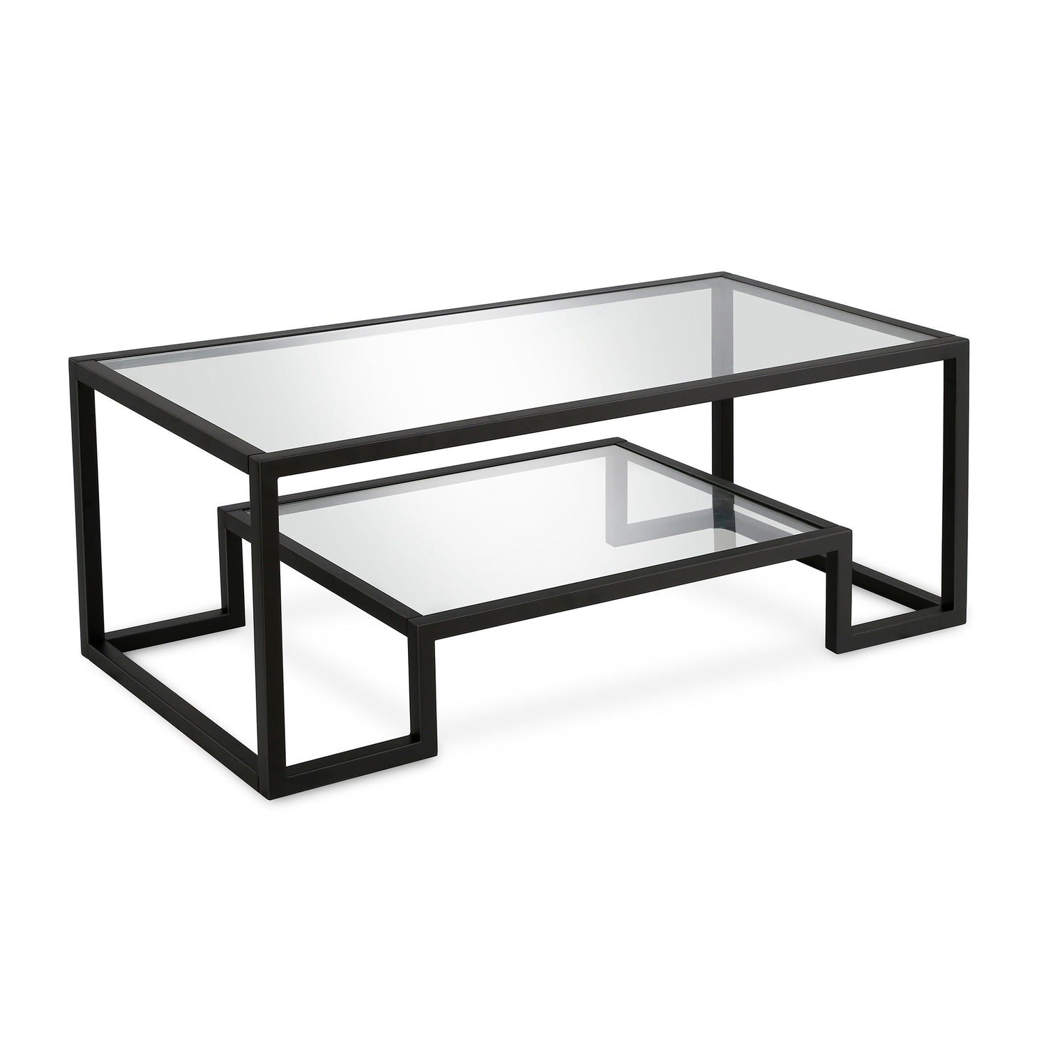 Mesa Centro ELIANA doble nivel de cristal y hierro vista 4 – mesa de centro a medida madera | Look Vintage