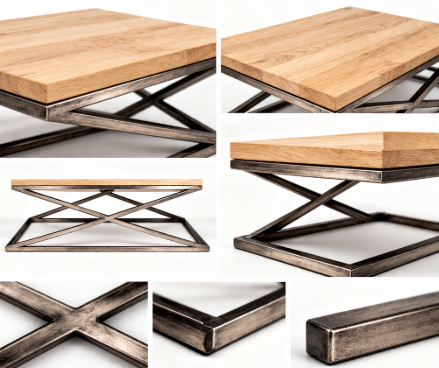 Mesa centro SEVI tapa madera acabado – mesa de centro a medida madera personalizado | Look Vintage