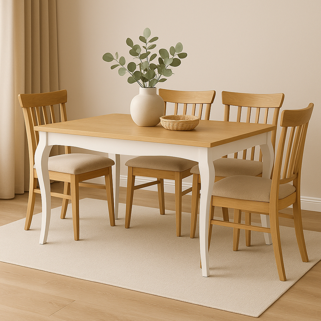 Mesa CIVITAS de comedor clásica – Pino con patas isabelinas a medida acabado – mesa de comedor a medida madera personalizado 
