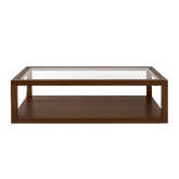 Mesa de centro ARAN – Diseño de madera de pino con tapa de cristal – mesa de centro a medida madera | Look Vintage