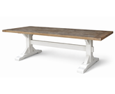 Mesa de comedor CAMDEN de madera de pino con tapa de 40 mm y estructura cruzada