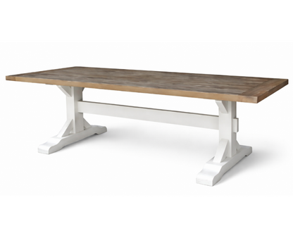 Mesa de comedor CAMDEN de madera de pino con tapa de 40 mm y estructura cruzada