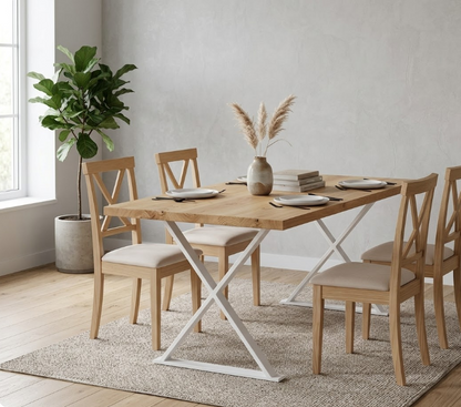 Mesa PARÍS de comedor industrial – Chapa de roble y hierro a medida detalle – mesa de comedor a medida madera | Look Vintage