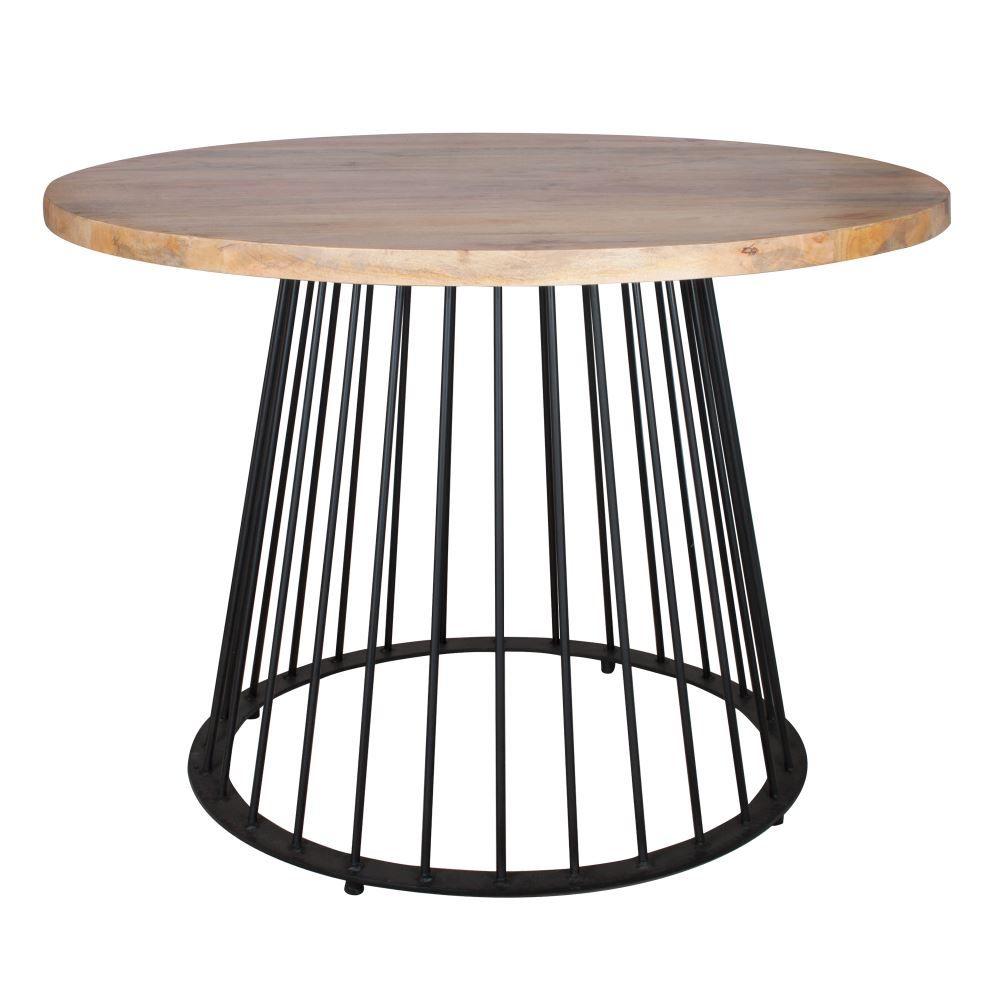 Mesa ROSINI de comedor industrial – Chapa de roble y hierro redonda a medida – mesa de comedor a medida madera | Look Vintage