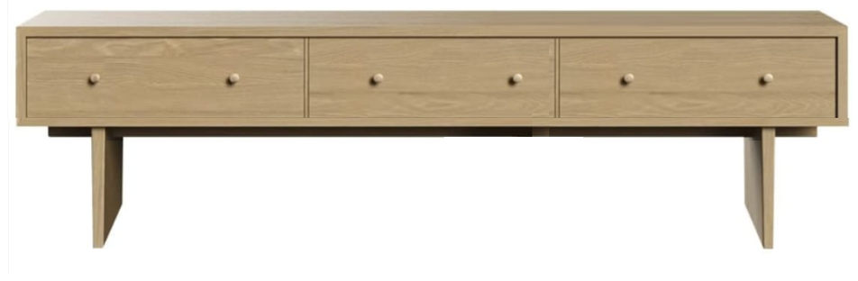 Mueble TV BONIT 3 cajones en chapa roble acabado – mueble TV a medida madera personalizado | Look Vintage
