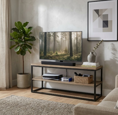 Mueble TV COMBI 2 madera y hierro detalle – mueble TV a medida madera | Look Vintage