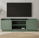 Mueble TV LAVORA 2 puertas con baldas interiores y zócalo detalle – mueble TV a medida madera | Look Vintage