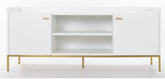 Mueble TV LAVORA con puertas, hueco central y bancada – mueble TV a medida madera | Look Vintage