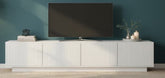 Mueble TV LIPA 4 puertas con palillería y zócalo en chapa roble detalle – mueble TV a medida madera | Look Vintage