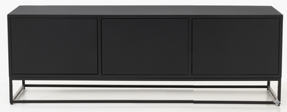 Mueble TV LOP 3 puertas con bancada de hierro en chapa roble – mueble TV a medida madera | Look Vintage