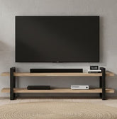 Mueble TV MULTI en chapa roble y hierro detalle – mueble TV a medida madera | Look Vintage