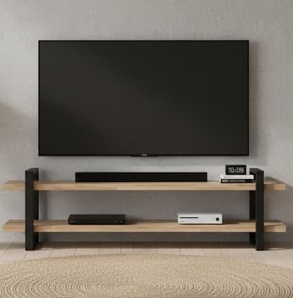 Mueble TV MULTI en chapa roble y hierro detalle – mueble TV a medida madera | Look Vintage