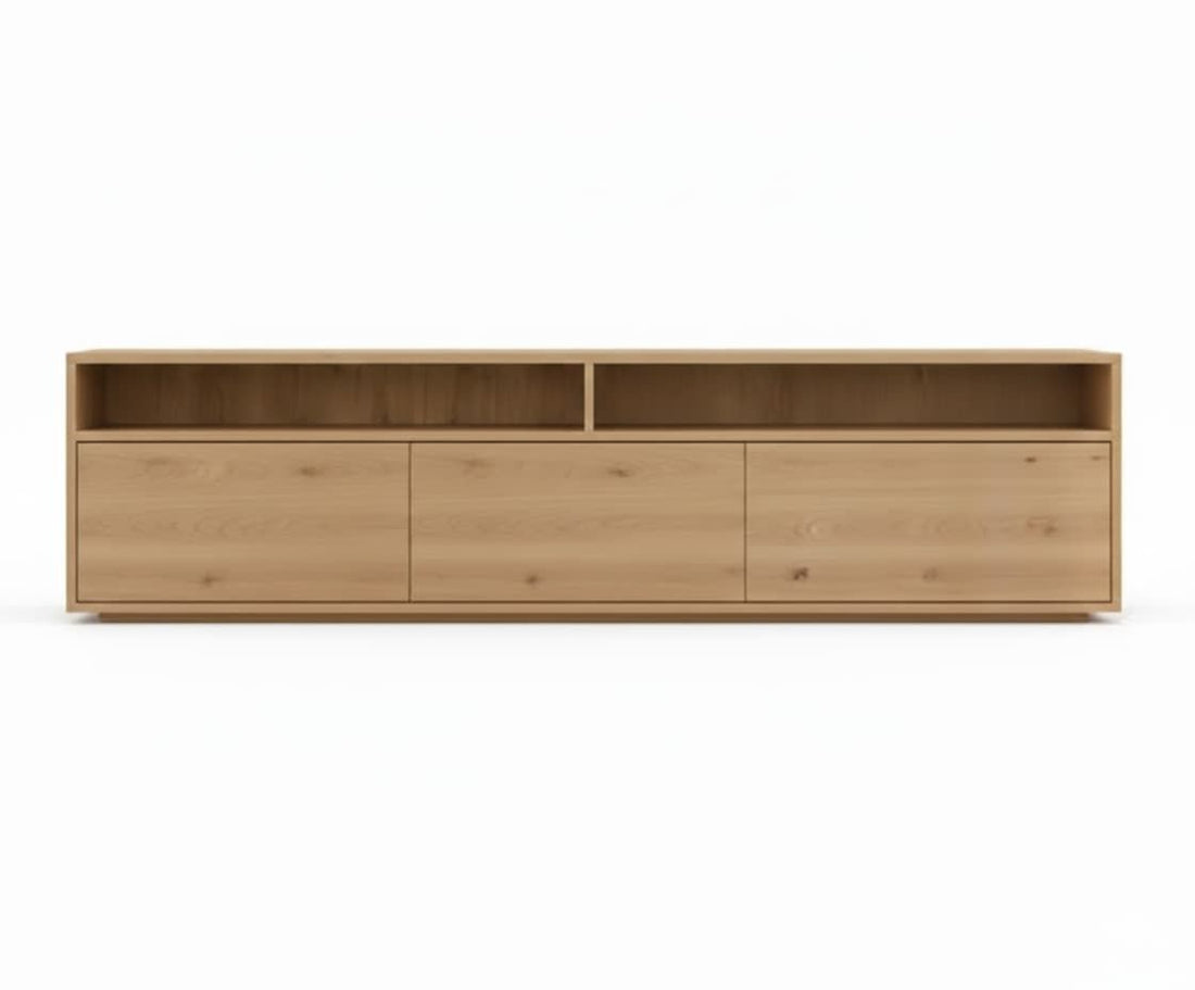 Mueble TV NIVORA 3 puertas en chapa roble – mueble TV a medida madera | Look Vintage