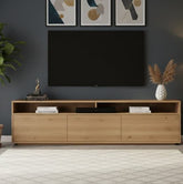 Mueble TV NIVORA 3 puertas en chapa roble detalle – mueble TV a medida madera | Look Vintage