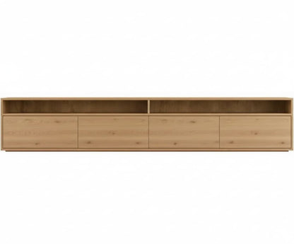 Mueble TV NIVORA 4 puertas con huecos en chapa roble – mueble TV a medida madera | Look Vintage