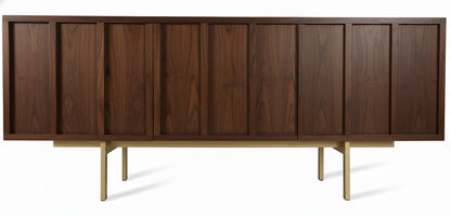 Mueble TV PALI 3 puertas con bancada de hierro en chapa roble – mueble TV a medida madera | Look Vintage