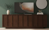 Mueble TV PALI 3 puertas con zócalo en chapa roble detalle – mueble TV a medida madera | Look Vintage