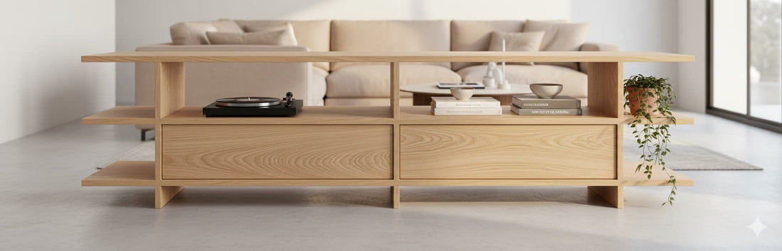 Mueble TV VOLA detalle – mueble TV a medida madera | Look Vintage