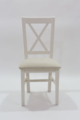 Silla CRUZ ASIENTO TAPIZADO acabado – silla de madera a medida personalizado | Look Vintage